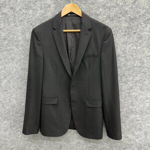 ZARA Blazer Men's Sport Coat Suit Jacket, 2 Buttons Double Vented, Black, USA 36